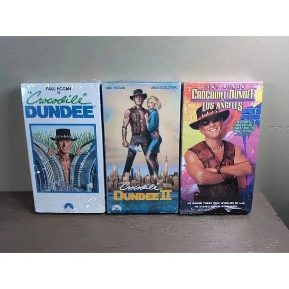 Crocodile Dundee Trilogy Lot 1, 2, 3 Los Angeles VHS Lot - Paul Hogan Tested - Picture 1 of 6